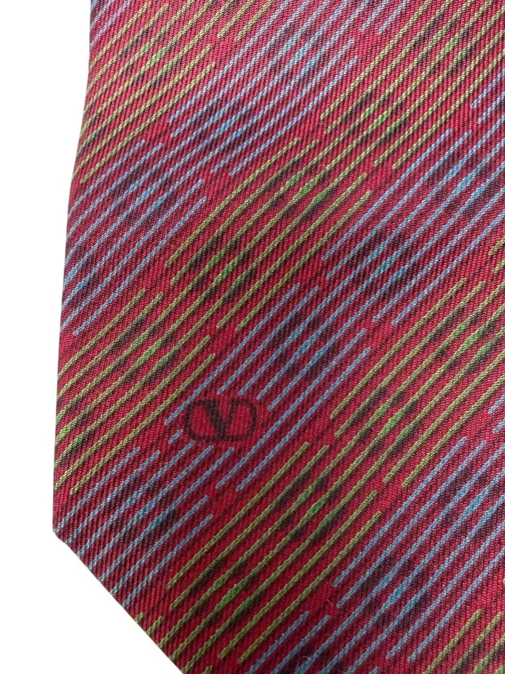Vintage Valentino 100% Silk Neck Tie Geometric in Red Purple & Gold